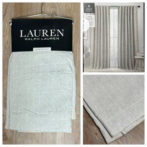 Ralph Lauren 54 x 96 Linen Maxton Blackout Window Curtains Beige Natural Tan